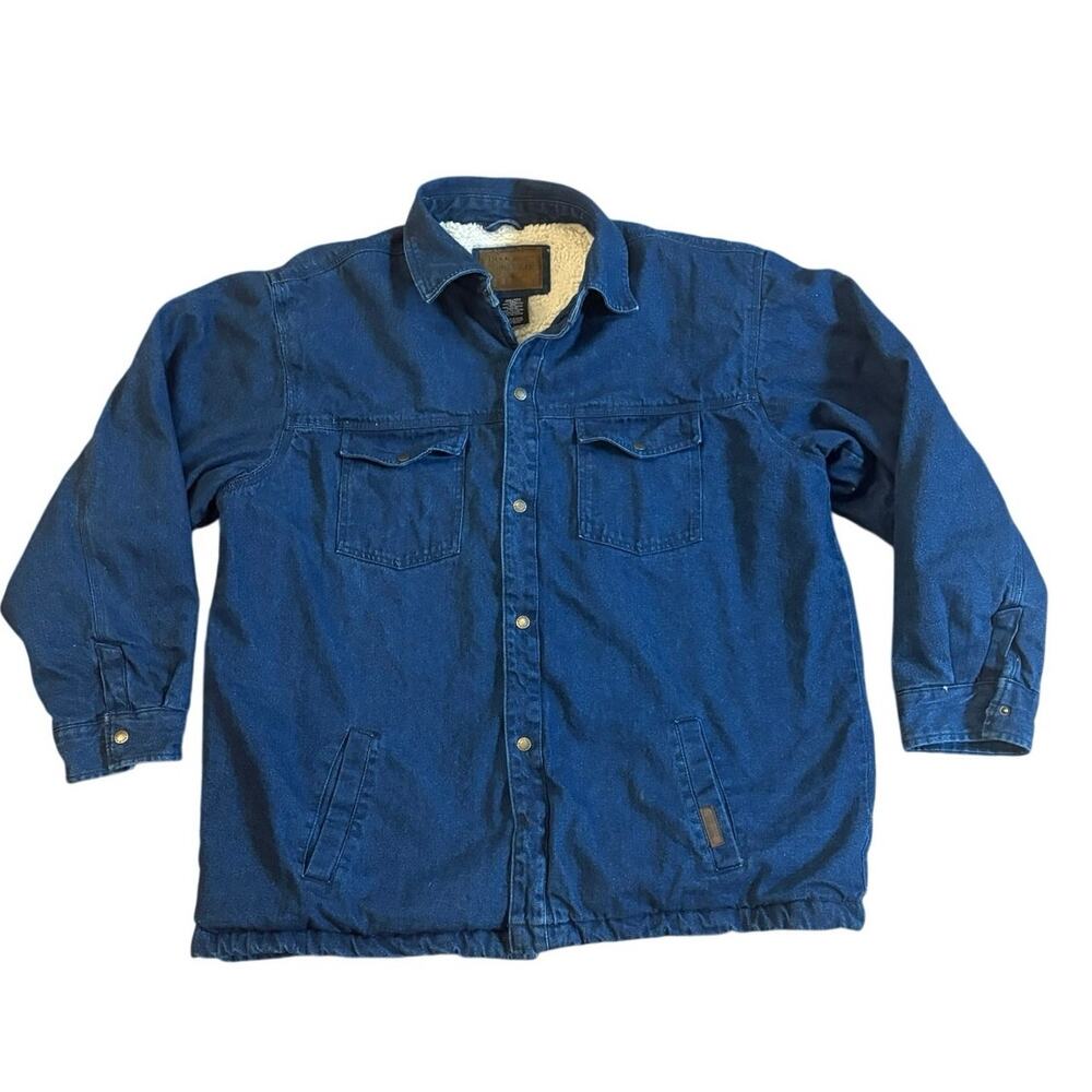 Duck Head Workwear Mens XXL Denim Shirt Jacket Sherpa Lined Button Front EUC‎